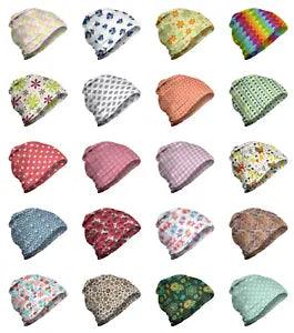 Ambesonne Leaves Pattern Unisex Beanie for Hiking Trekking Outdoor Clothing