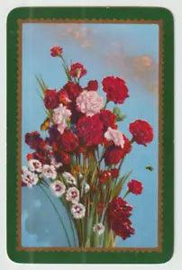 Swap/Playing Card ~ BEAUTIFUL CARNATION FLOWERS ~ Vintage Linen x 1