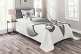 Medieval Quilted Bedspread & Pillow Shams Set, Lily Flower Symbol Print