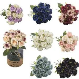 12 Head Fake Rose Artificial Silk Peony Flower Bridal Wedding Bouquet Home Decor