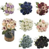 12 Head Fake Rose Artificial Silk Peony Flower Bridal Wedding Bouquet Home Decor