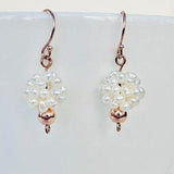 Freshwater pearl earrings in rose gold/Dangling pearl earrings in goldfilled/White freshwater pearl earrings/Cluster pearl earrings in gold