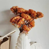 3 Heads Dried Oil painting Look Peony Artificial retro silk peony stems orange peony flower arrangement wedding decor home decor flower