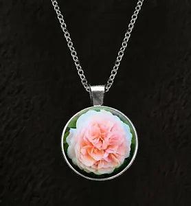 Carnation Flower Pendant On A 18" Silver Plated Necklace Birthday Gift R71