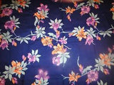 Lily Flower Toss Silky Polyester Fabric Navy 2.58 Yd L