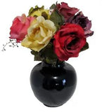 Pier 1 Blue Round Vase with Silk Peonies Artificial Flowers Multicolor
