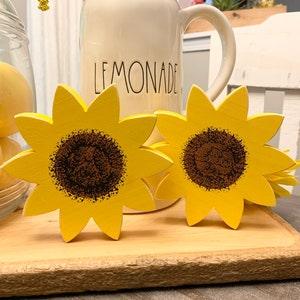 2 Mini Wood Sunflowers