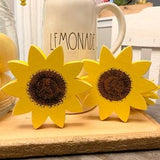 2 Mini Wood Sunflowers
