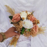 ?vory/Pink Bouquet, Boho wedding set, Soft natural shades of ?vory/pink wedding bouquet, Boho bridal bouquet, Baby's Breath & Rose Bouquet