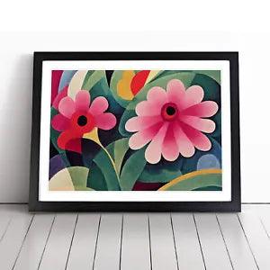Cute Abstract Carnation Flowers Framed Wall Art Poster Print Picture Large
