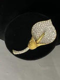 Vintage Nolan Miller Brooch Pin Gold Pave Crystals 3D Calla Lily