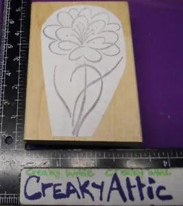 LILY FLOWERS LONG STEMMED OUTLINED PLANT RUBBER STAMP PENNY BLACK HAND MOUNTED