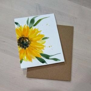 Set of 3_Original, hand painted, watercolor, Sunflower, Floral, Blank greeting,Get well soon, Artist trading card, Thank you cards 4.5"x5.5"