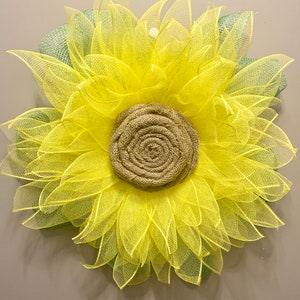 Bright Yellow Sunflower | Handmade Contemporary or Farmhouse Wreath | One of a Kind Unique Entryway Decor Housewarming Holiday Gifts