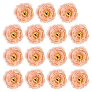 15Pcs Artificial Flower Head Fake Flowers Heads Bulk Silk Peony Heads Apricot