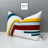 Retro Outdoor Pillow, Decorative Mod Sunbrella Pillow, Modern Abstract Pillow, Terracotta, Sunflower Yellow, Teal Pillow, 14