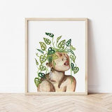 Monstera Adansonii Woman Watercolor Painting | Plant Art | 11x14 8x10 5x7