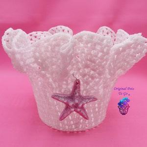 Beach pot, Orchid Pot, Unique Pot, Fan Coral Pot, Flower Pot, Planter, Lacey Pot, Lace Pot, Pot with holes, White orchid pot, Starfish Pot,