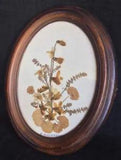 Vintage Pressed FLOWER Dried Collage Floral Art Glass FRAME Signed Collectable