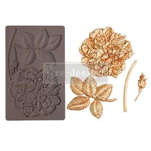 Redesign With Prima Peony Suede Food Safe Silicone Decor Mould 5x8in #663544