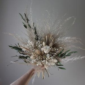 Boho Dried Flower Bouquet Bridal Bouquet Boho Wedding Flower Dried Floral Bouquet Preserved Roses Pampas Grass Bouquet Flowers for Wedding