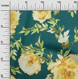 oneOone Cotton Poplin Fabric Watercolor Leaves & Peony Floral_Printed-K7q