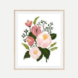 Peony Bouquet Watercolor, Peony Flowers Painting, Pink Floral Art Print, Wall Decor for Nursery, Powder Room Art Print, Pink Wall Art, pink