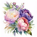 Watercolor Iridescent Peony Clipart, Peonies Flowers Floral Clipart, Pink Flower, Pink Bouquet, Card Making, Junk Journal Making, Commercial
