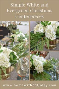 Simple White and Evergreen Christmas Centerpieces Flower Delivery