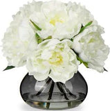Peonies Artificial Flowers with Vase White Peony Fake Flowers Faux Silk Flower A