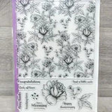 Crafter's Companion Oriental Peony 12 Piece Large Stamp Set Flowers Thanks