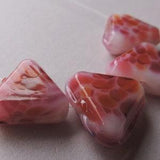 Lampwork Glass Peachy Pink Beads Handmade Rose Bouquet Facet Triangle Ericabeads (4)