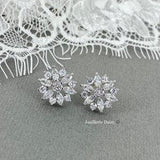 Flower Stud Earrings, Crystal Sunflower Earrings, Wedding Jewelry, Bridesmaids Gift, Flower Girl, Birthday, Christmas, Prom, Women Earrings