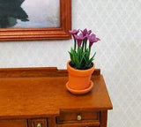 Dollhouse Purple Flowers Lilies in Terra Cotta Planter Pot 1:12 Scale Garden