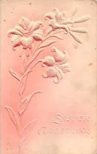1907 Airbrushed Easter Postcard of Lovely Easter Lilies