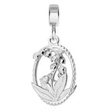 FASHIONS FOREVER? 925 Sterling Silver Lily Flower Bead-Dangle OR Clip-On Charm