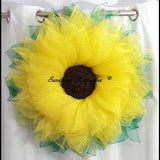 Yellow Deco Mesh Summer Flower Door Wreath,Home Decor {Handmade} 28