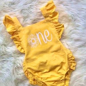 Sunflower First Birthday Outfit // Baby Girl First Birthday Outfit // Sunflower Outfit // Baby Girl Outfit // Sunflower Romper // Sunflower