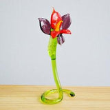 Glass Orchid Flower - Orchid Red and Purple Figurine - Blown Flower Sculpture - Art Decor for Garden - Decoration for Plants - Flower Gift