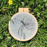 Modern Embroidery Art Piece | Framed Hoop | Wall Decoration | Home Decor | Floral Line Drawing | Gallery Collection | Orchid