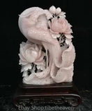 16.8" China Natural Xiu Jade Hand Carving Fengshui Peony Flower Leaf Sculpture