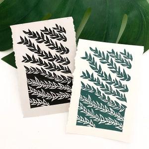 Vines II | Blockprint ? Linocut Print ? Leaves ? Vines ? Plant Art ? Plant Pattern ? Art Print ? Green ? Wall Art ? Black and Grey ?