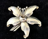 Vintage Sterling Silver 925 Figural LILY FLOWER Pin Brooch 2.25" Diameter 9.9 G