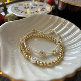 Beaded flower bracelet | Seed bead bracelet | Daisy flower bead | Gold plated flower bracelet | Bracelet | Flower bracelet | Dainty jewelry