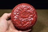 Antique Chinese Lacquerware Box Exquisite Peony Flower Statue Keepsake Box