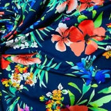 4 Way Stretch Fabric Spandex Floral Art Lilies Print by Yard for Swimwear