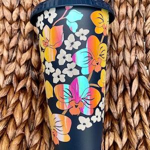 Orchid & Hydrangea Reusable Cold Cup | Tumbler | Custom Gift | Popular Right Now | Trending | Trendy Cup