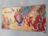 47" Chinese Cloth Silk Embroidery Peony Flower Peacock Mural Painting Tapestry