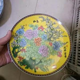 Old Chinese porcelain color Hand Painted peony flowers plate qianlong mark 15