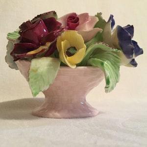 Valentine~Adderley~Vintage 1950 Bone China~Floral Figurine~Bouquet of Flowers~Staffordshire~Made in  England~ Flowers In Basket~Victorian